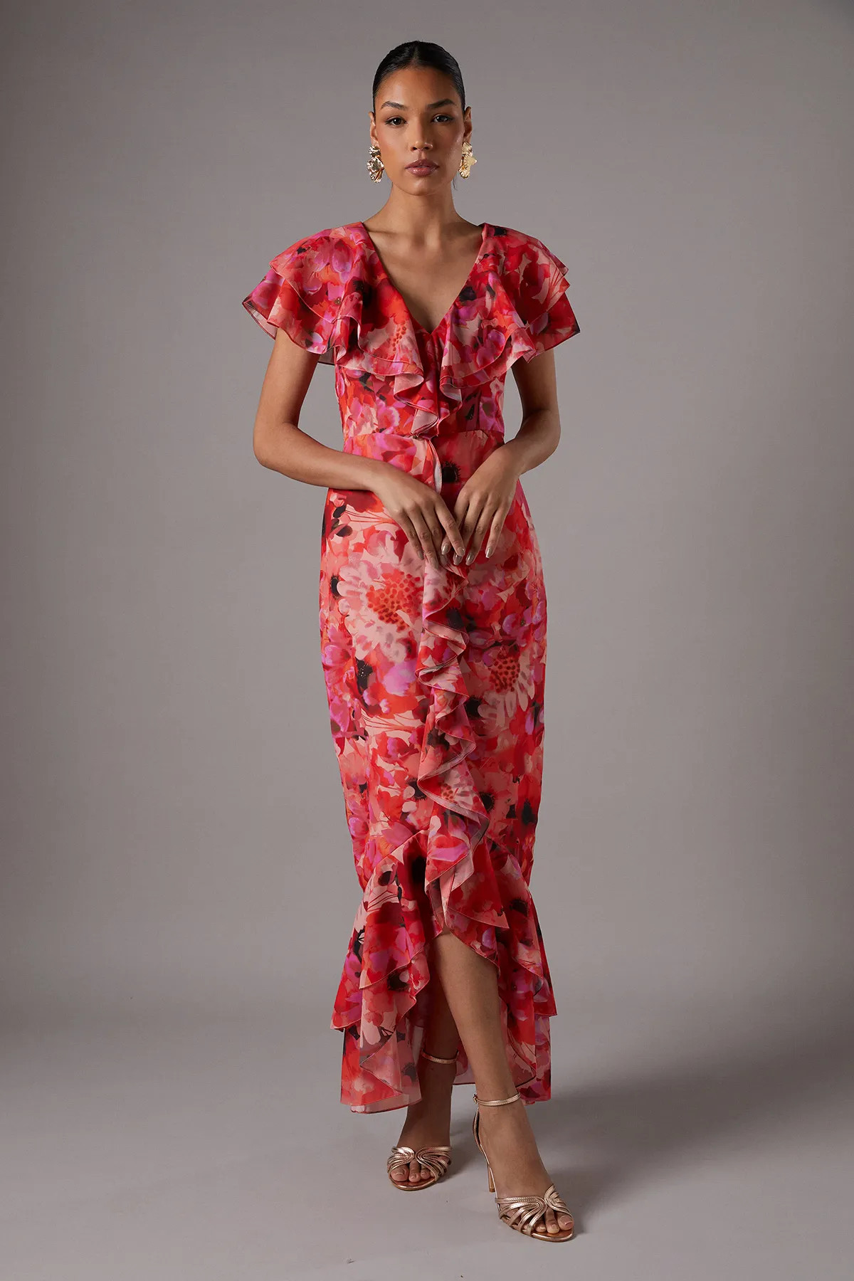 Dresses | Short Sleeve Chiffon Maxi Dress With Frills | Coast | Debenhams UK