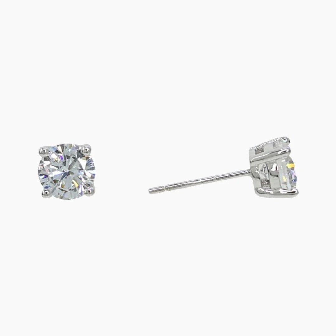 .75 Carat (each) Brilliant CZ Round Stud Earrings in Sterling Silver | Roma Designer Jewelry