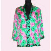 Pink Green Silk Kimono Sm-Med | Etsy (US)