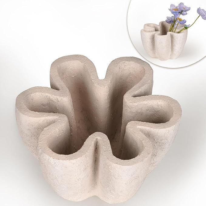 Edudif Decorative Bowl, White Resin, Flower-like Design, 5.51 in H x 9.45 in L | Amazon (US)