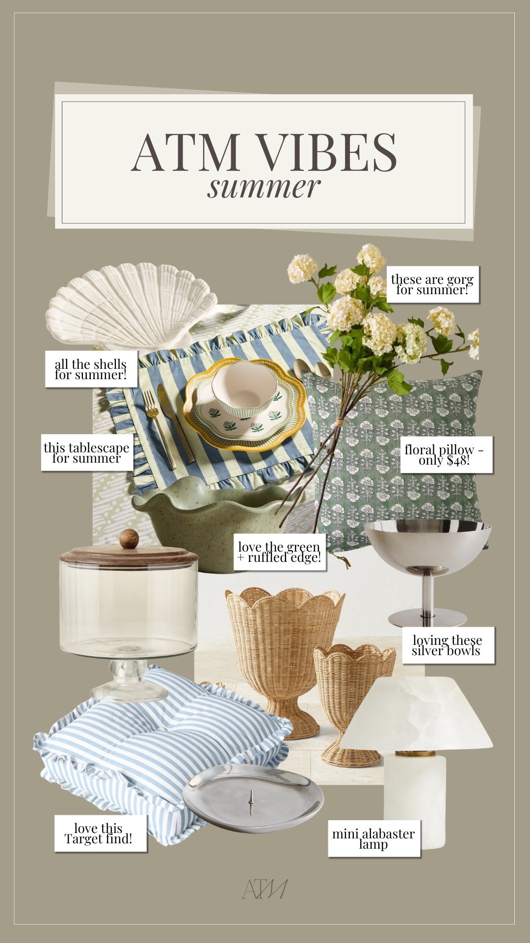 ATM Vibes - Summer!

atm vibes, summer home finds, summer trends 2025, summer home decor, seasonal home decor, summer hosting, summer stems 

#LTKSummerEdit #LTKHome #LTKSeasonal