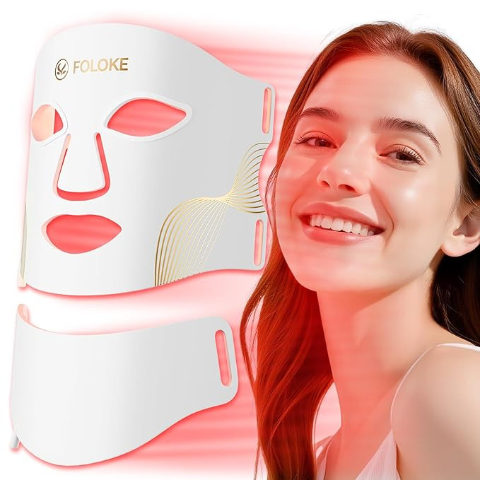 FOLOKE LED Light Therapy Mask Skin Care, LEDs face mask & neck mask Red - Wavelength for Home Use... | Amazon (US)