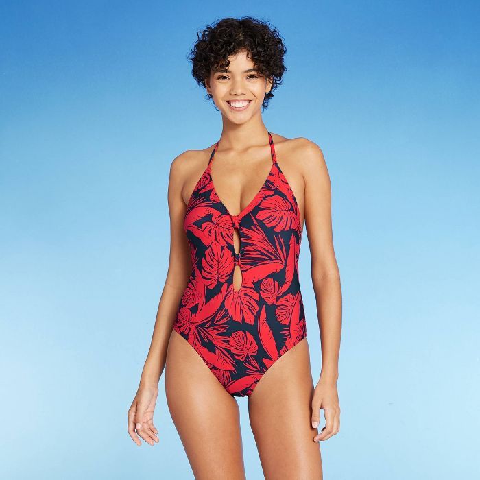 Women's Knot-Front One Piece Swimsuit - Sea Angel Bright Red | Target