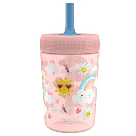 Zak Designs Capri Tumbler, Soft Straw Tumbler for Toddlers, 12oz, Leak-Proof, Easy to Hold, Sunshine and Rainbows | Walmart (US)