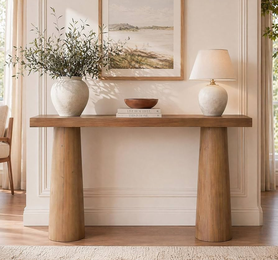 63-Inch Solid Wood Console Table, Farmhouse Entryway Table, Rectangular Long Sofa Table Behind Co... | Amazon (US)