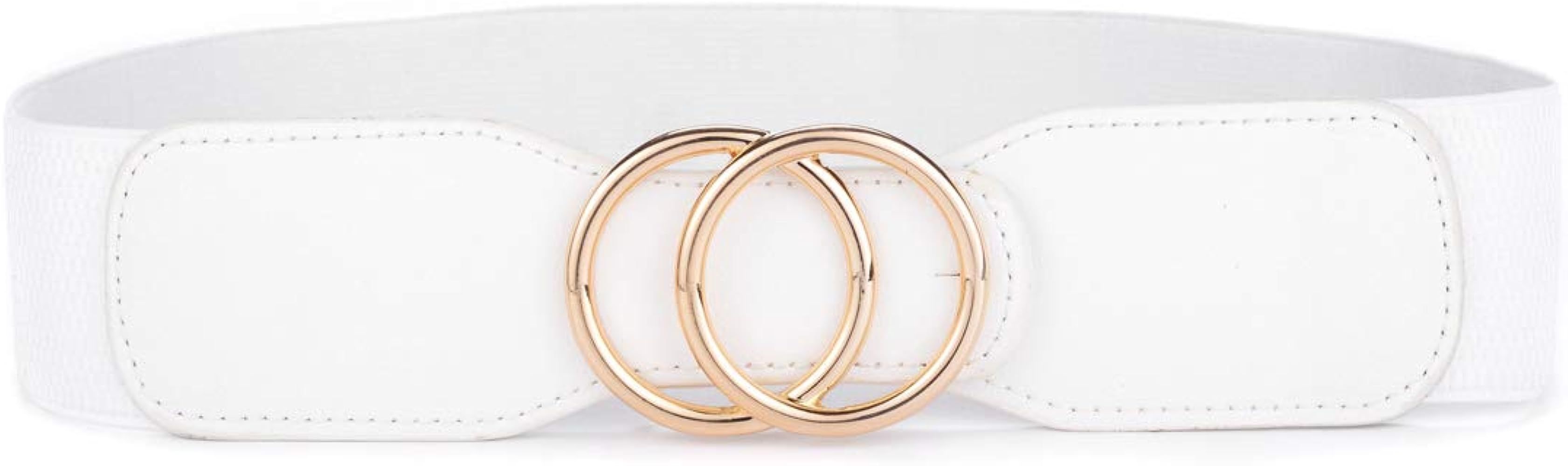 Beltox Women’s Elastic Stretch Wide Waist Belts w Double Rings Gold/Silver Buckle … | Amazon (US)