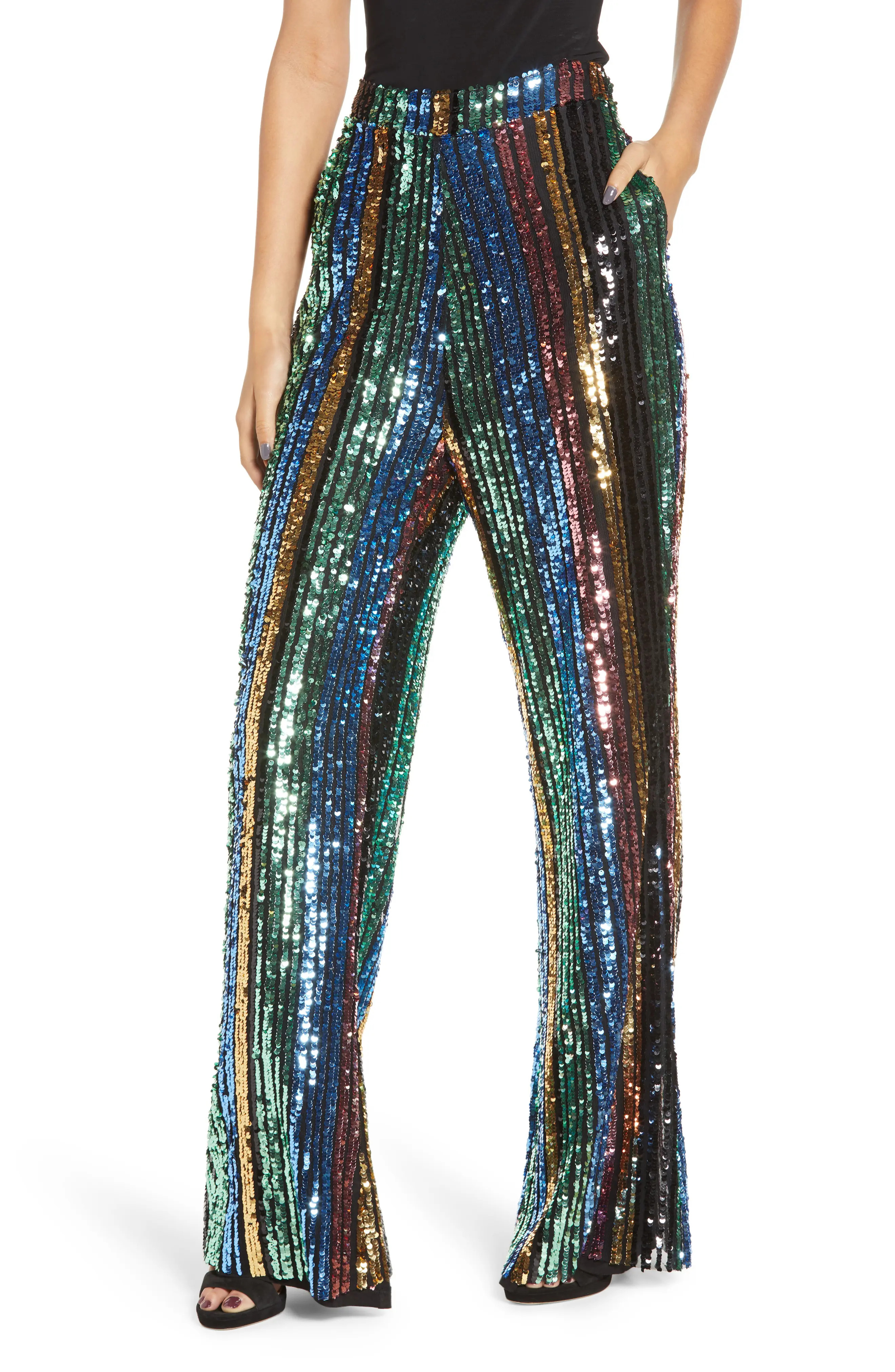 Show Me Your Mumu Leigh High Waist Sequin Stripe Pants | Nordstrom