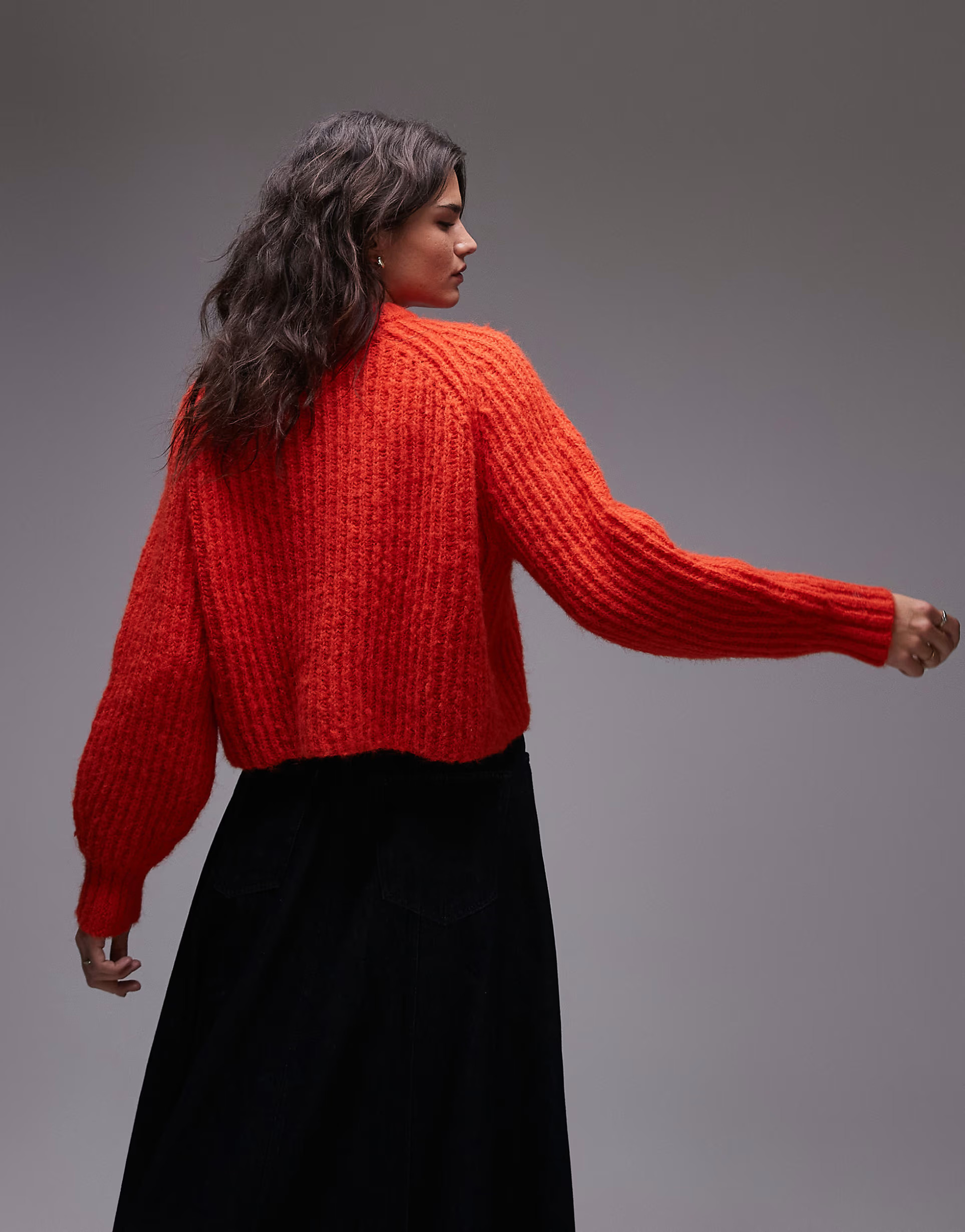 Topshop knitted chunky crew neck cardigan in red | ASOS (Global)