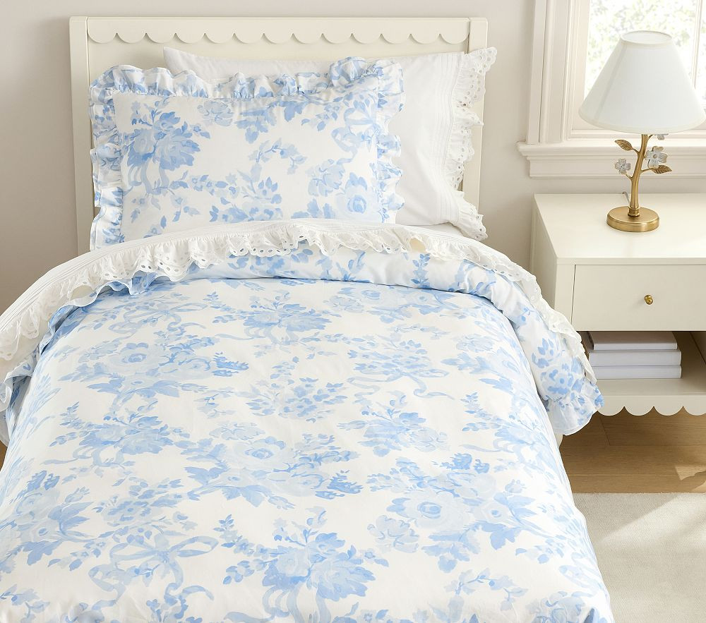LoveShackFancy Damask Ruffle Cotton Duvet Cover & Shams | Pottery Barn Kids