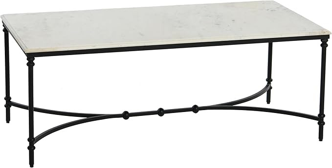 Creative Co-Op Libertine Genuine Marble and Metal Coffee Table, Black Finish | Amazon (US)