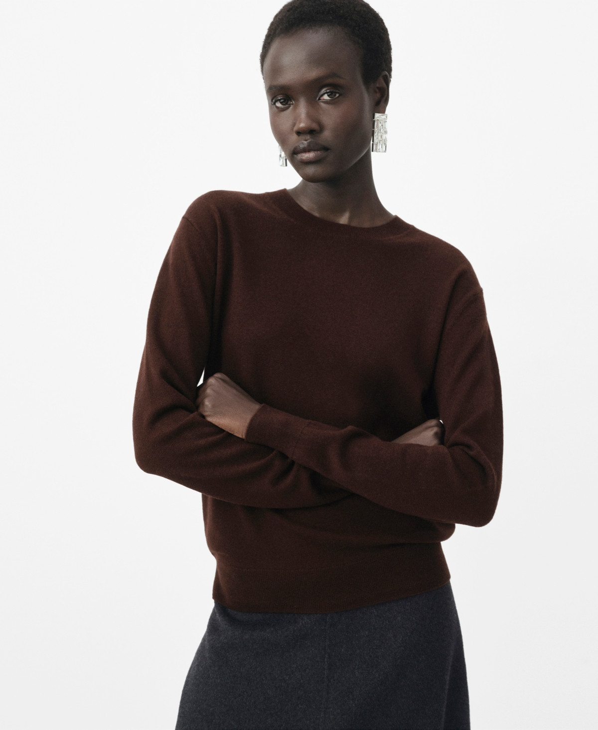 Mango Women's Wool Fine-Knit Sweater - Chocolate | Macy's
