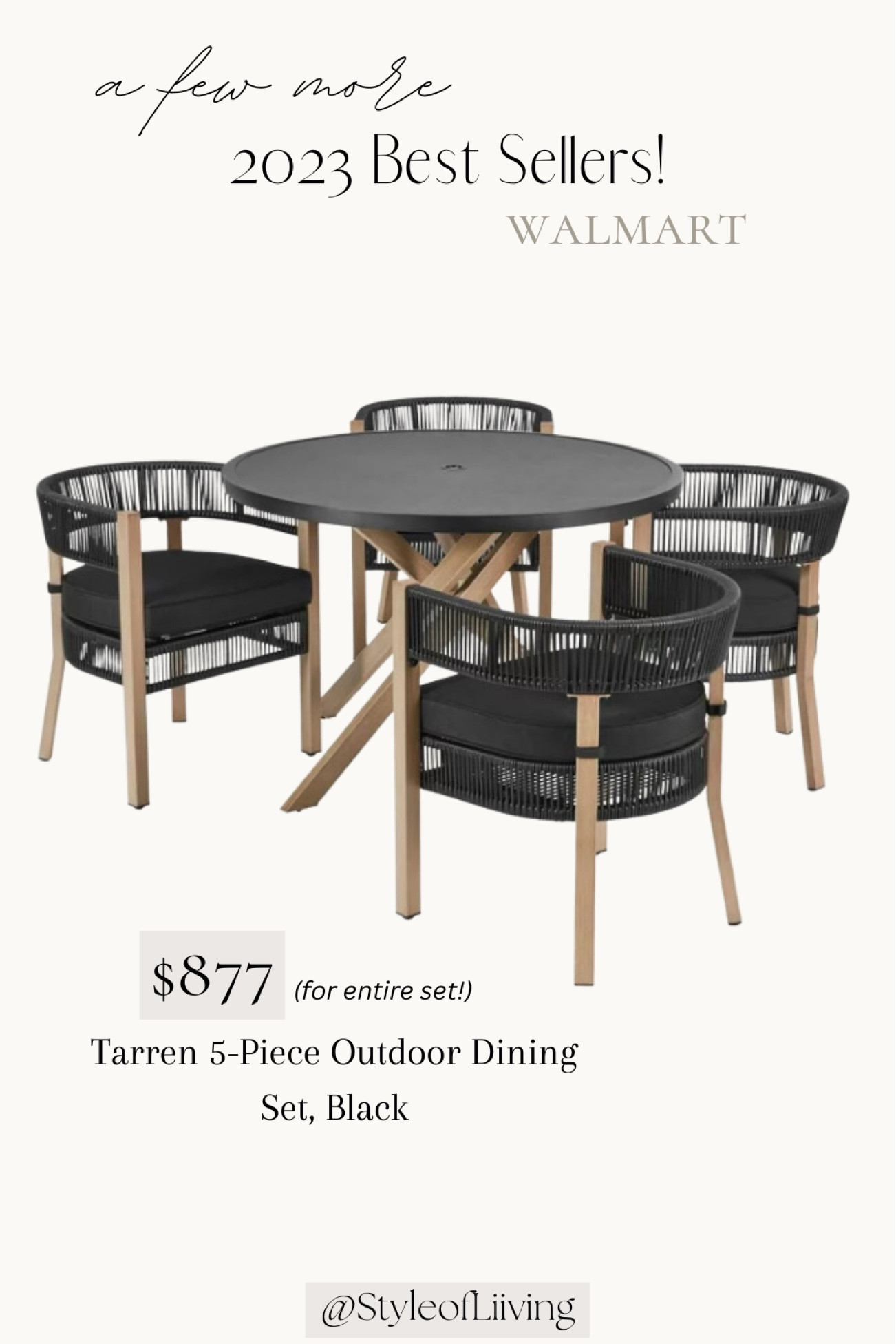 Walmart 5-piece outdoor dining set, black. Includes 4 dining chairs and 1 dining table. Black steel frame. Less than $900 for entire set!

#LTKSeasonal #LTKhome #LTKstyletip