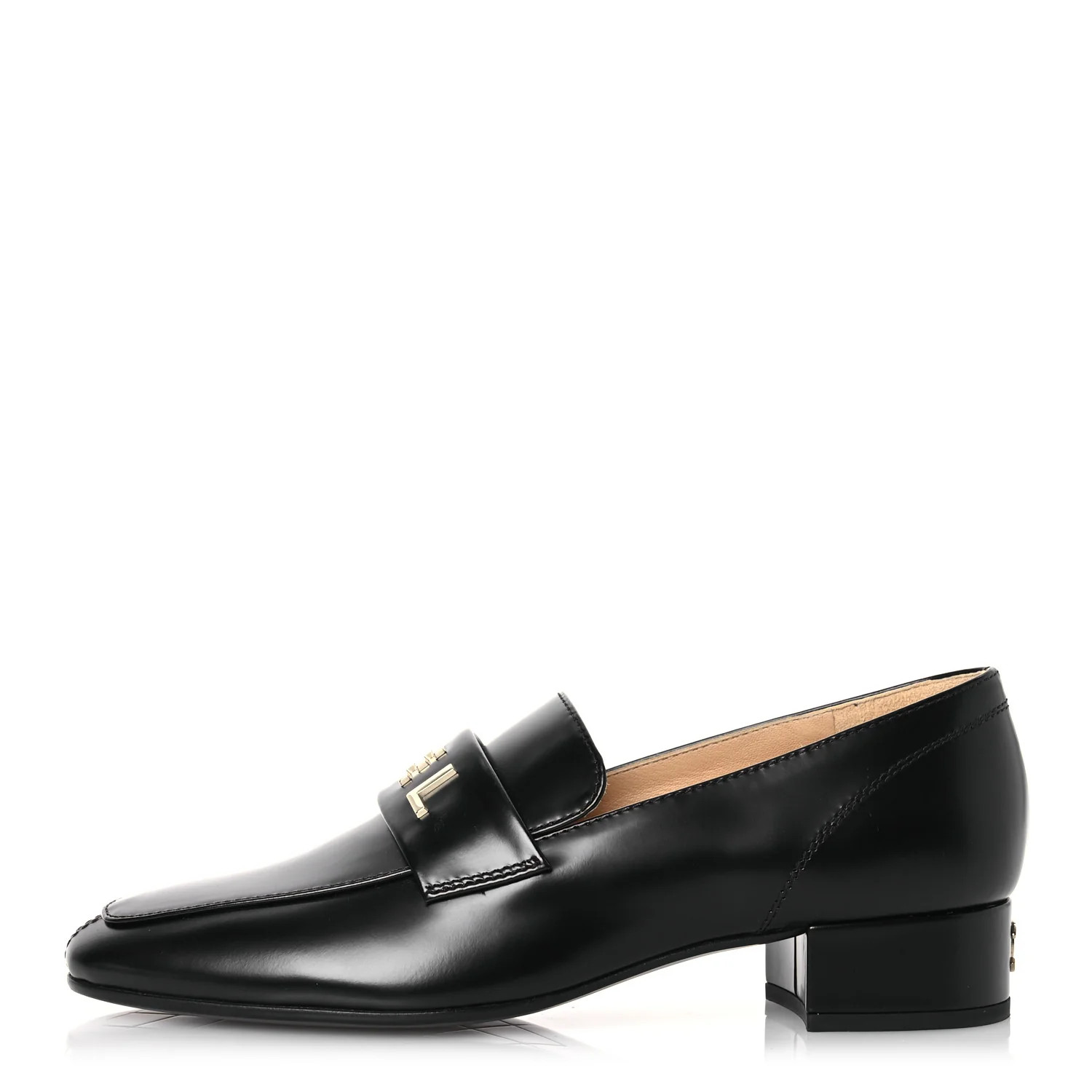 CHANEL Shiny Calfskin Logo Loafers 37.5 Black | FASHIONPHILE | FASHIONPHILE (US)
