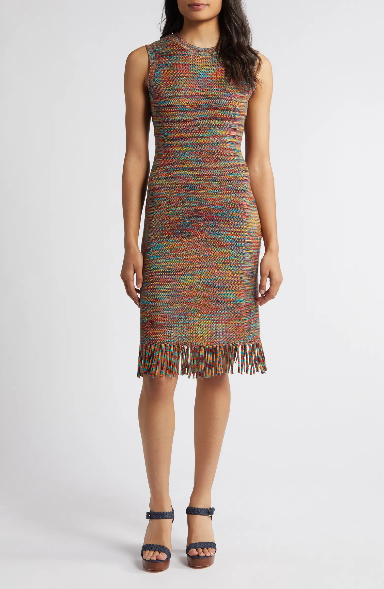 Mélange Fringe Hem Mini Sweater Dress | Nordstrom