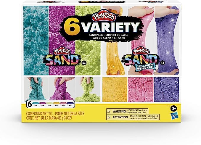 Play-Doh Sand Variety 6-Pack of Play-Doh Sand and Shimmer Stretch Compounds for Kids 3 Years and ... | Amazon (US)