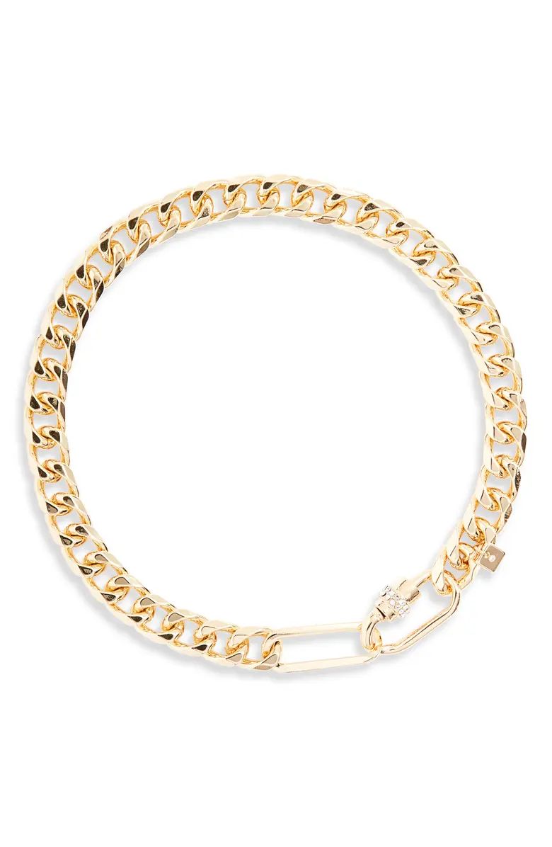 Pavé Carabiner Curb Chain Necklace | Nordstrom