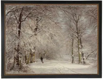 Vintage Oil Painting of Person Walking in Snowy Woods | Nordstrom