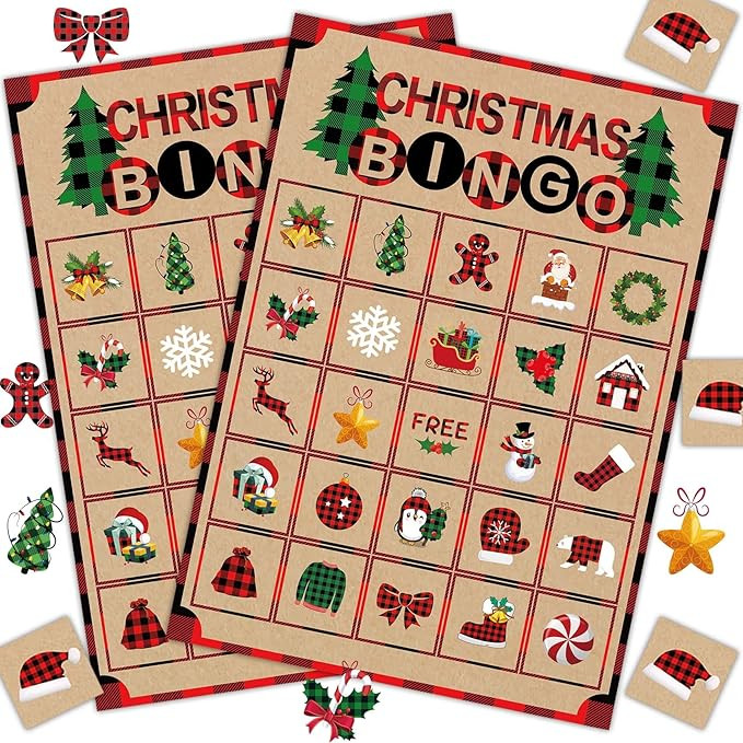 Joy Bang Christmas Games for Kids, 24 Player Christmas Bingo Cards Crafts for Kids Winter Holiday... | Amazon (US)