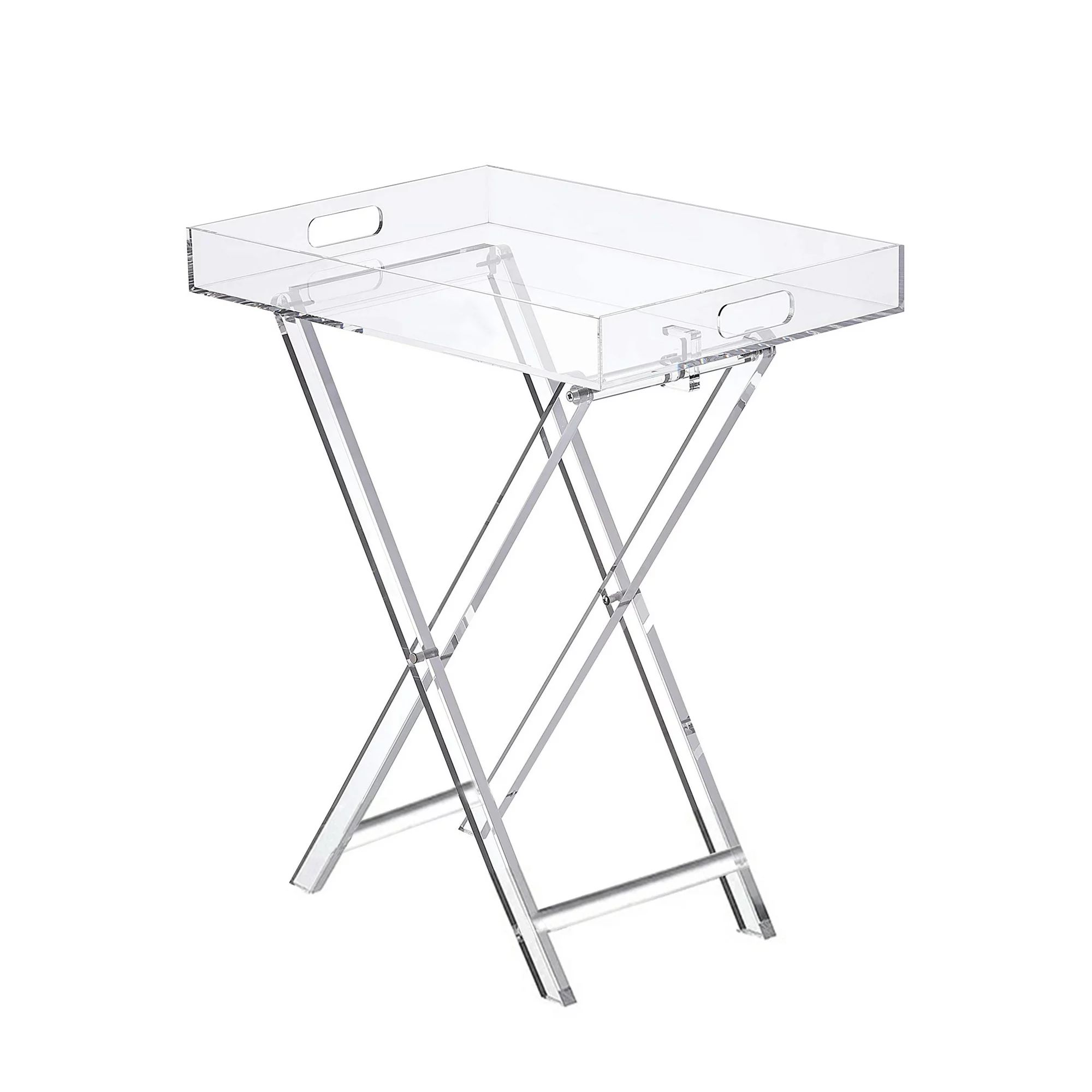 FixtureDisplays® Clear Furniture Acrylic Folding Tray Table, Acrylic Side Table, Transparent Acr... | Walmart (US)