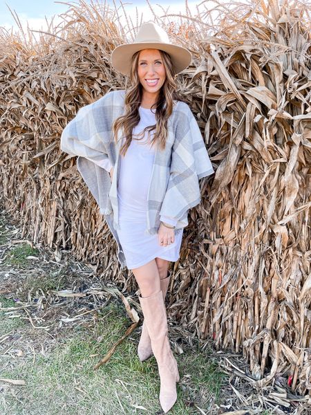 Wearing a medium in the white dress - sized up for bump!  Everything from Amazon! Fall outfit / pumpkin patch outfit / fall outfits / cute pregnancy outfits / bump outfits 

#LTKstyletip #LTKSeasonal #LTKbump