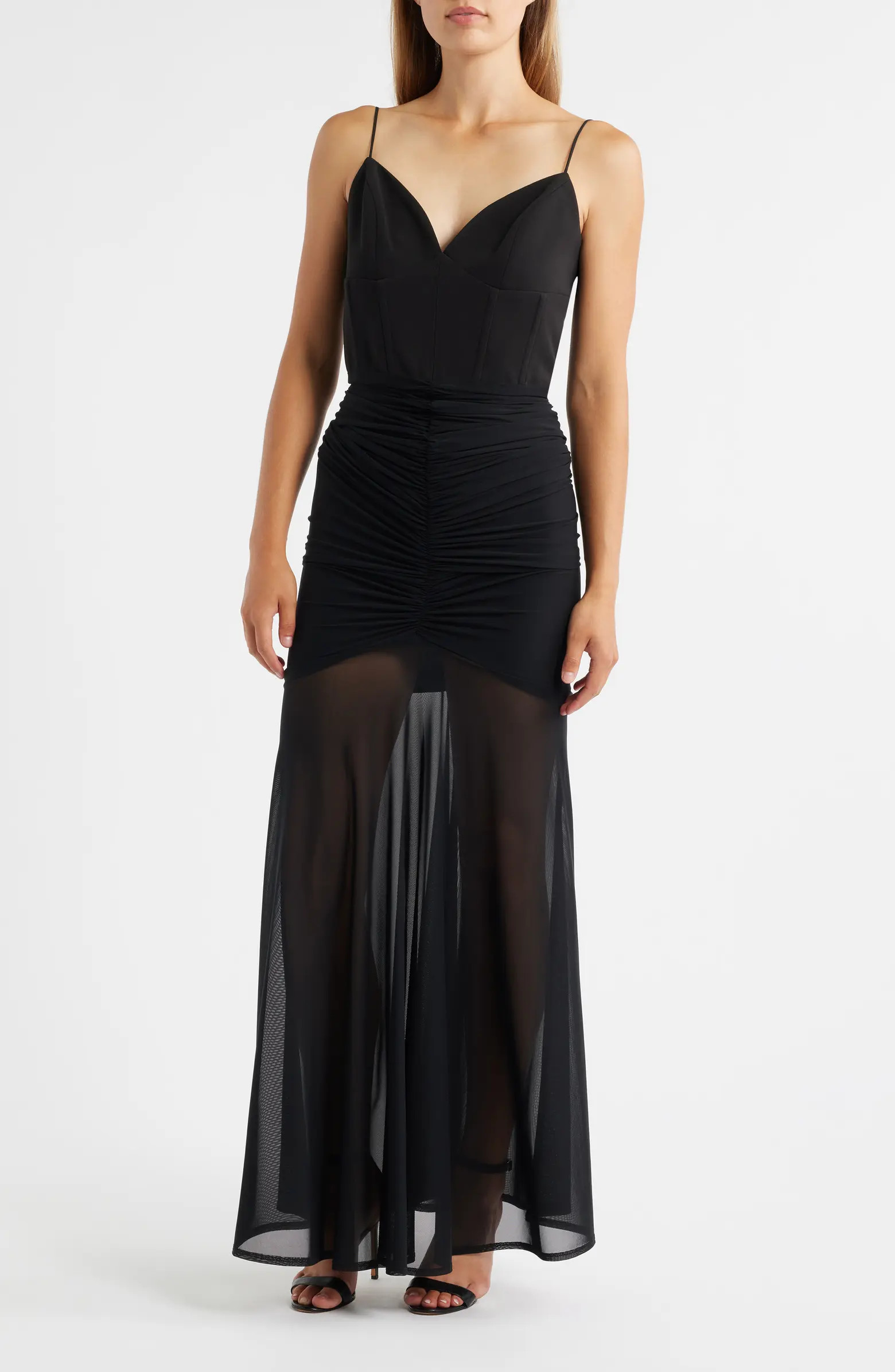 Azura Corset Bodice Sheer Hem Cocktail Maxi Dress | Nordstrom