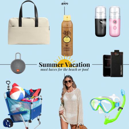 Summer vacation must haves for beach or pool

Tote | spray sunscreen | face mister | beach chair cart | portable speaker | thermal phone pouch | coverup | goggles

#LTKTravel #LTKSeasonal #LTKxWalmart