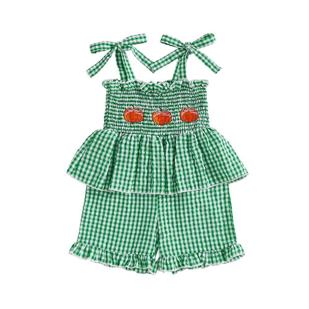 Halloween Toddler Girl Outfit Pumpkin Patch Romper Short Jumpsuit Thanksgivng Outfits Smocked Fal... | Amazon (US)
