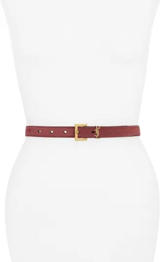 Saint Laurent YSL Logo Skinny Suede Belt | Nordstrom | Nordstrom