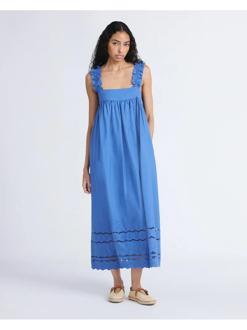 Free Assembly Women's and Women's Plus Sleeveless Cotton Eyelet Maxi Dress, Sizes XS-4X | Walmart (US)