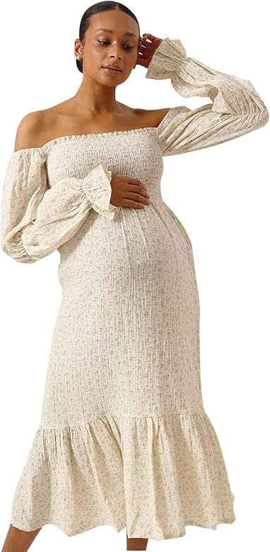 NOTHING FITS BUT Women’s Baby Shower Dress, Nursing Cotton Yuki Dress, Muslin Maternity Gown fo... | Amazon (US)