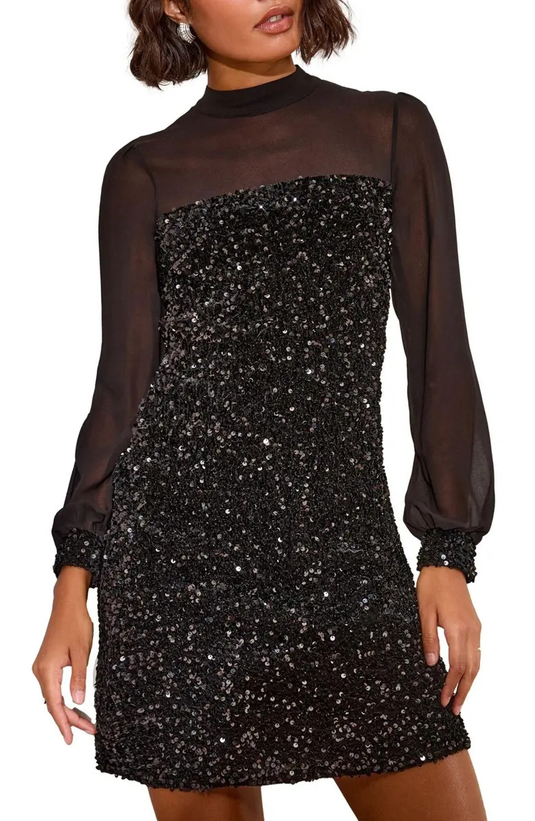 Friends Like These Long Sleeve Sequin & Chiffon Party Dress | Nordstrom | Nordstrom