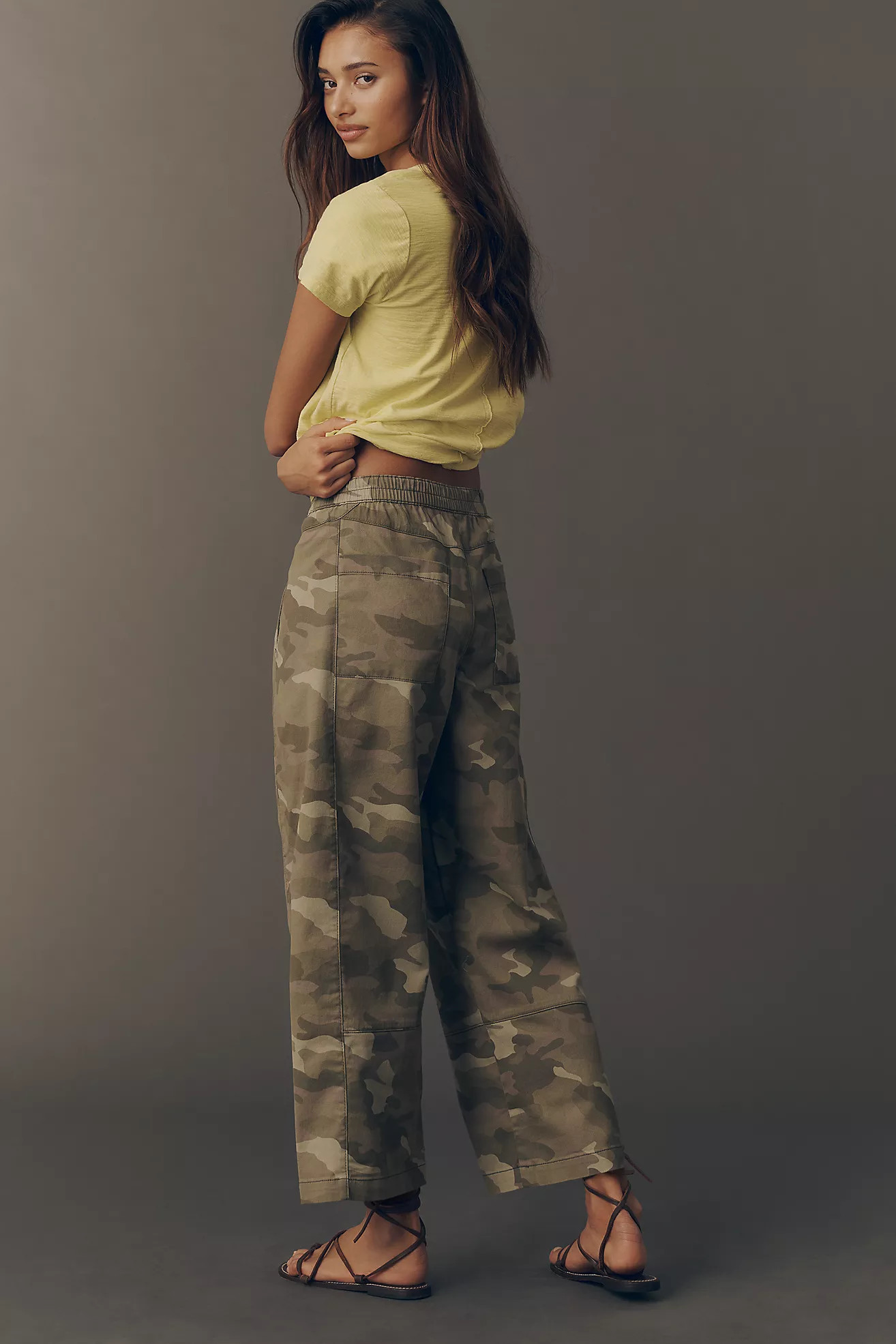 Pilcro Izzie Relaxed Printed Pull-On Barrel Pants | Anthropologie (US)