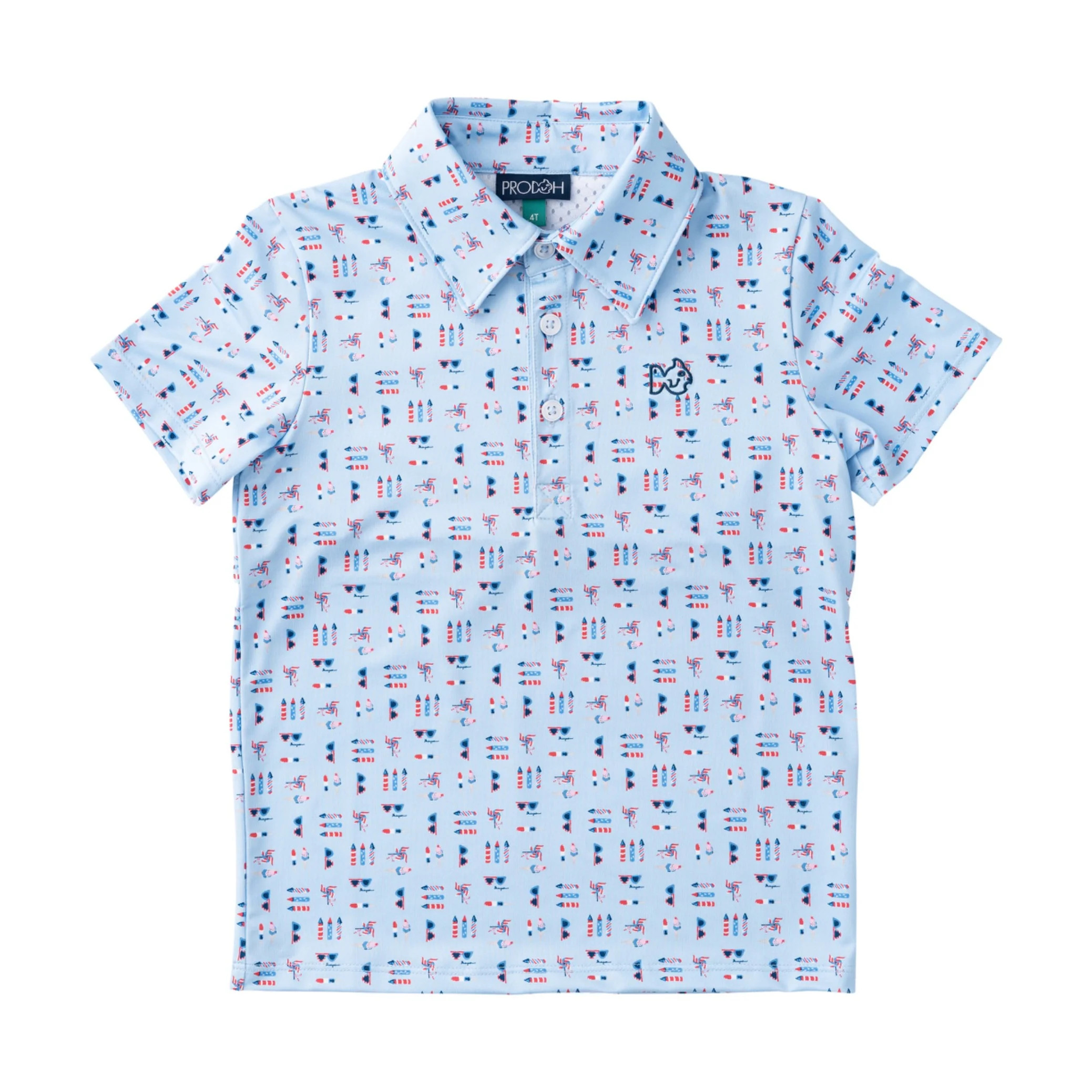 Boys' Short Sleeve Pro Performance Polo - Windsurfer Fourth of July Fireworks Print | PRODOH