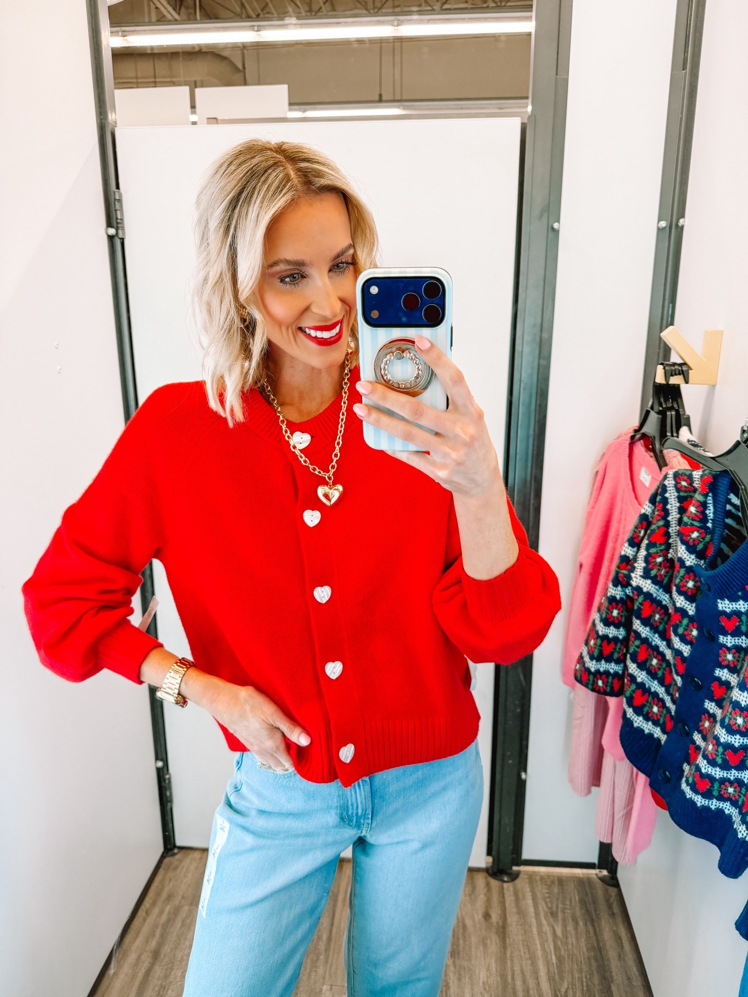 Love the heart buttons on this cardigan from Old Navy! 

Crewneck cardigan/ Old Navy try on / Light wash jeans / Valentines outfit 

#LTKFindsUnder100 #LTKFindsUnder50