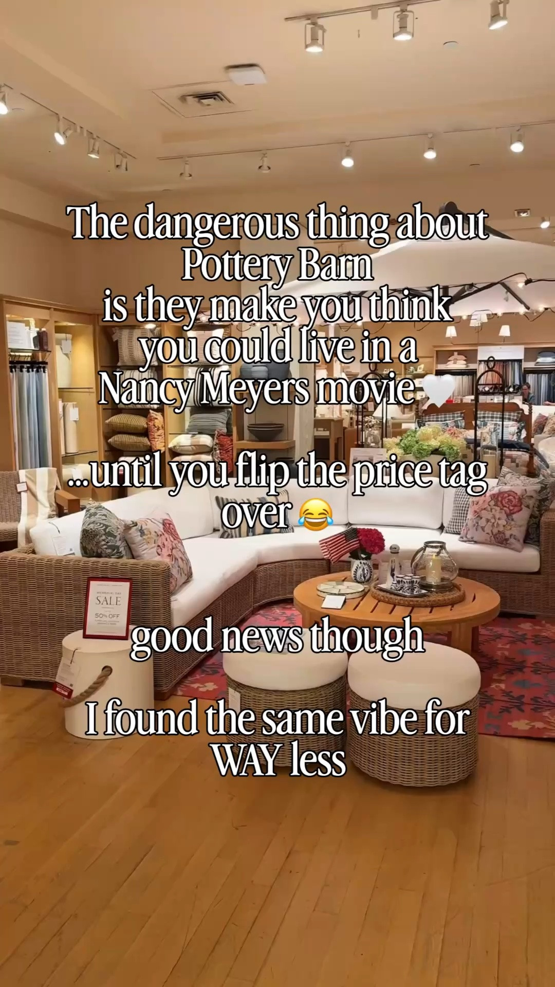 The dangerous thing about Pottery Barn
is they make you think
you could live in a Nancy Meyers movie 🤍

…until you flip the price tag over 😂

good news though 
I found the same vibe for WAY less

#LTKHome