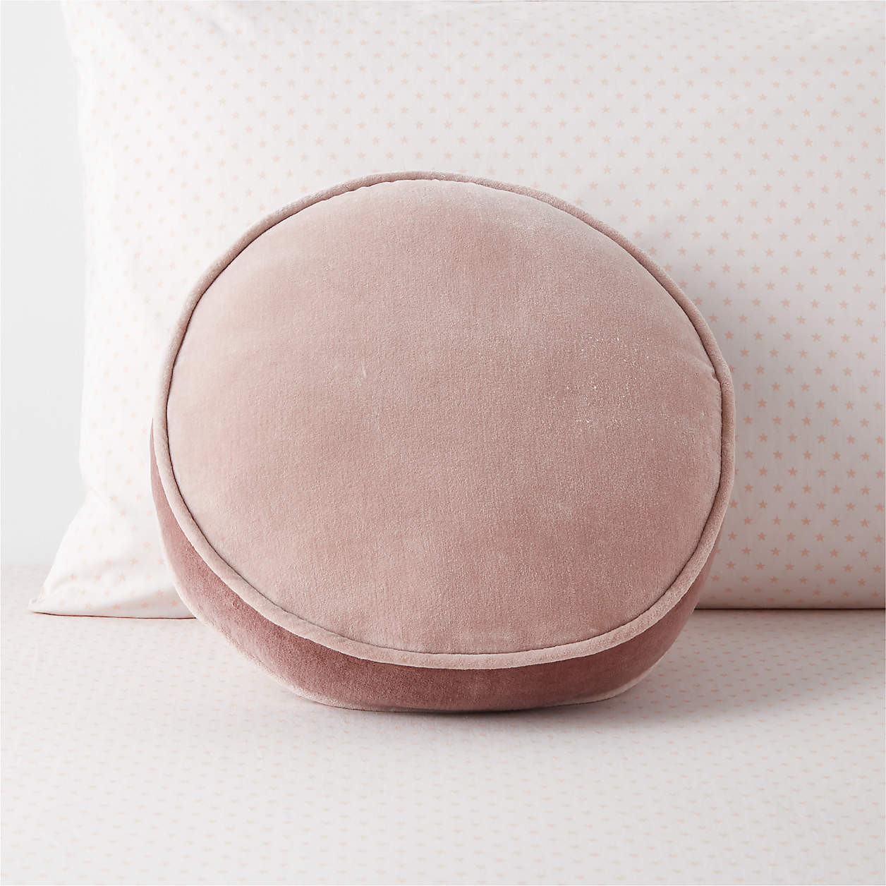 Harriet Round Rosy Mauve Velvet Kids Throw Pillow + Reviews | Crate & Kids | Crate & Barrel