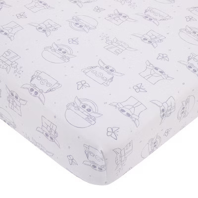 NoJo Star Wars Grogu Cutest in the Galaxy Cream and White Nursery Fitted Crib Sheet | Target