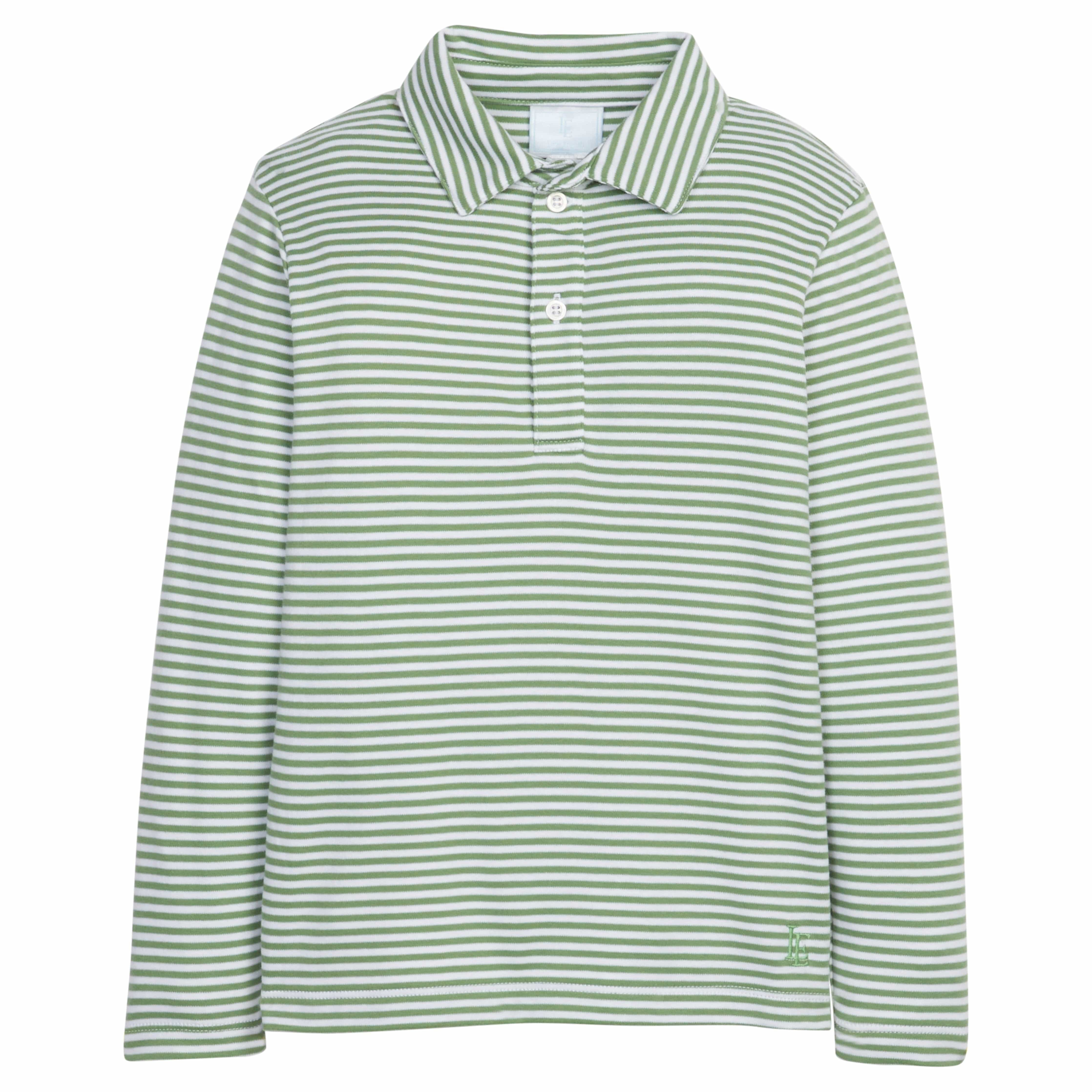 Long Sleeve Polo - Watercress Stripe | Little English