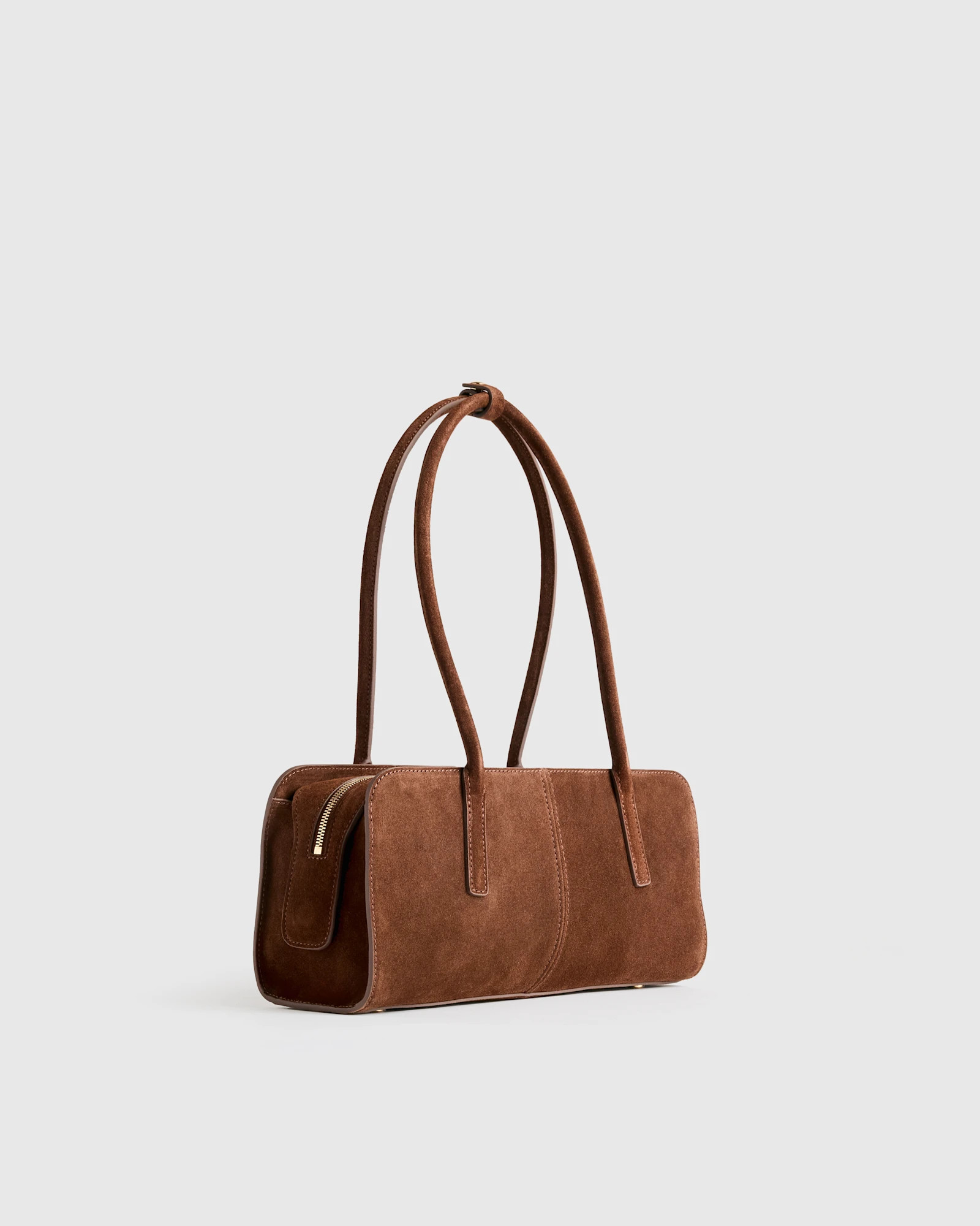 Bea Suede Shoulder Bag in Chocolate Brown | Quince