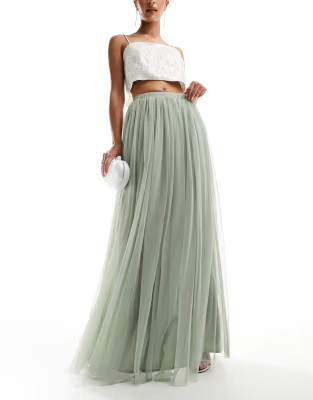 Beauut tulle maxi skirt in sage green | ASOS (Global)