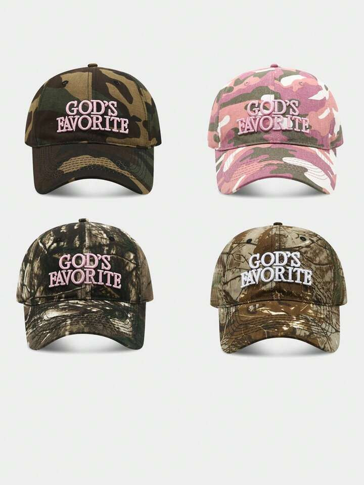 God's Favorite Embroidered Camo Splatter Print American Baddie Baseball Cap, Streetwear Snapback | SHEIN
