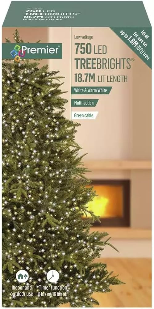 Premier Decorations - 750 Multi Action TreeBrights LED Lights with Timer - Warm White & White | Amazon (UK)
