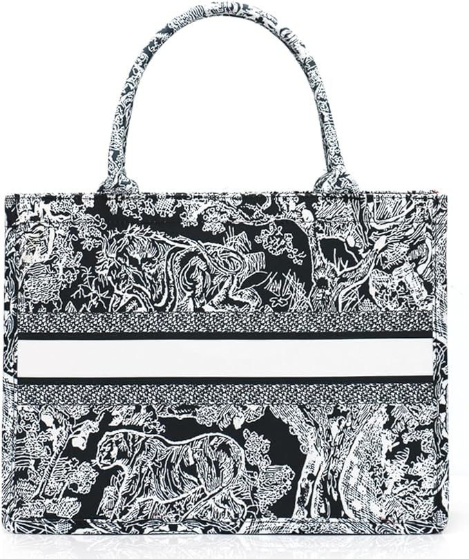 FENGJINRUHUA Fashion Luxury Tote Bag Cotton Linen Handbag Large Capacity Jacquard Retro Exquisite | Amazon (US)