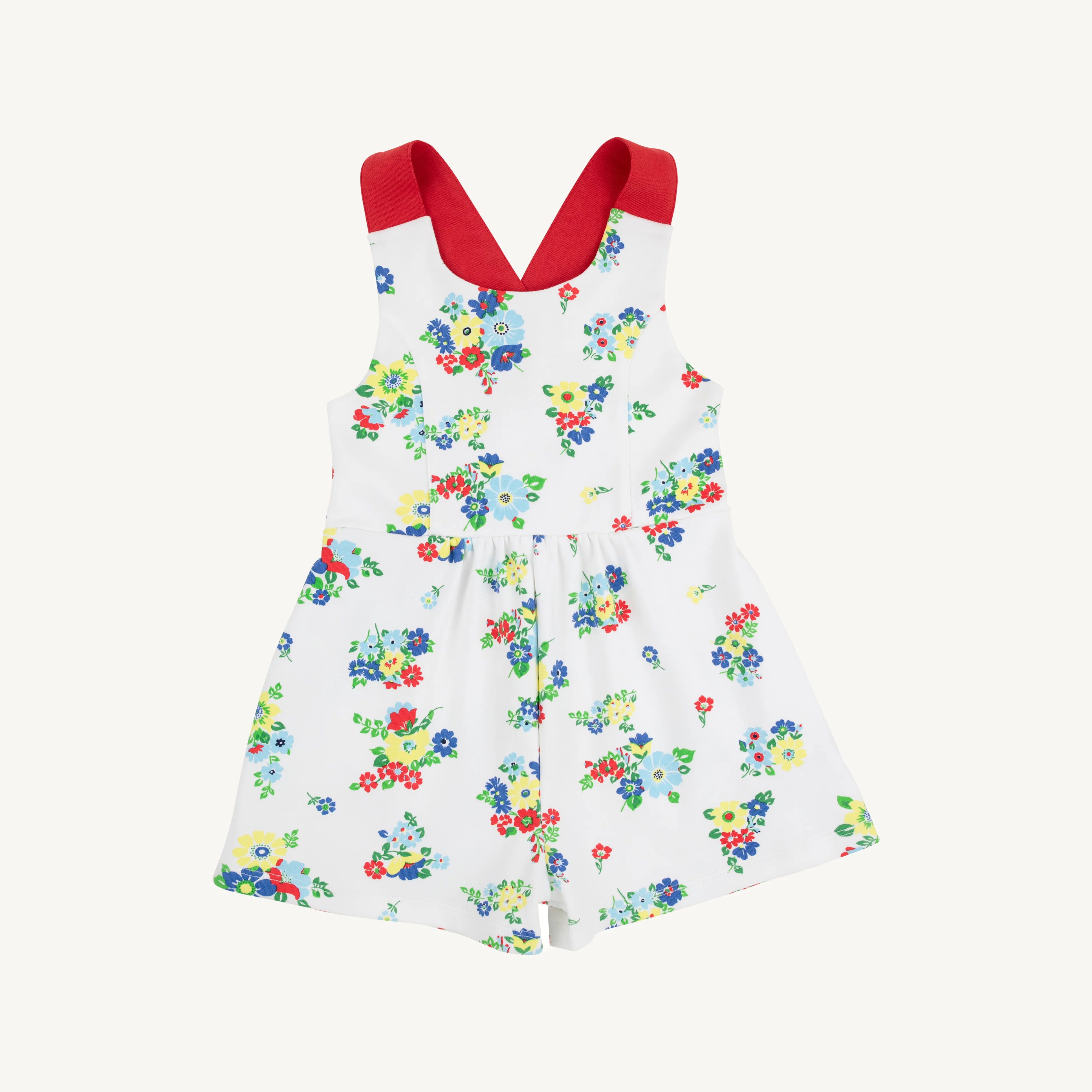 Reagan Romper - Biltmore Blooms (Buckhead Blue) with Richmond Red | The Beaufort Bonnet Company