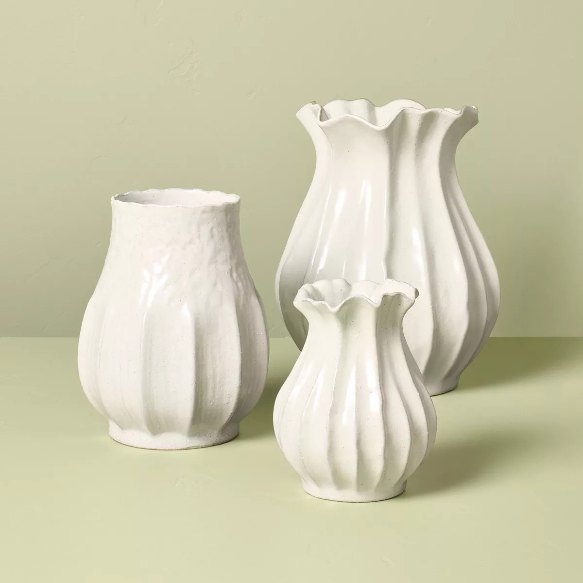 Pleated Ceramic Vase Sour Cream - Hearth & Hand™ with Magnolia | Target