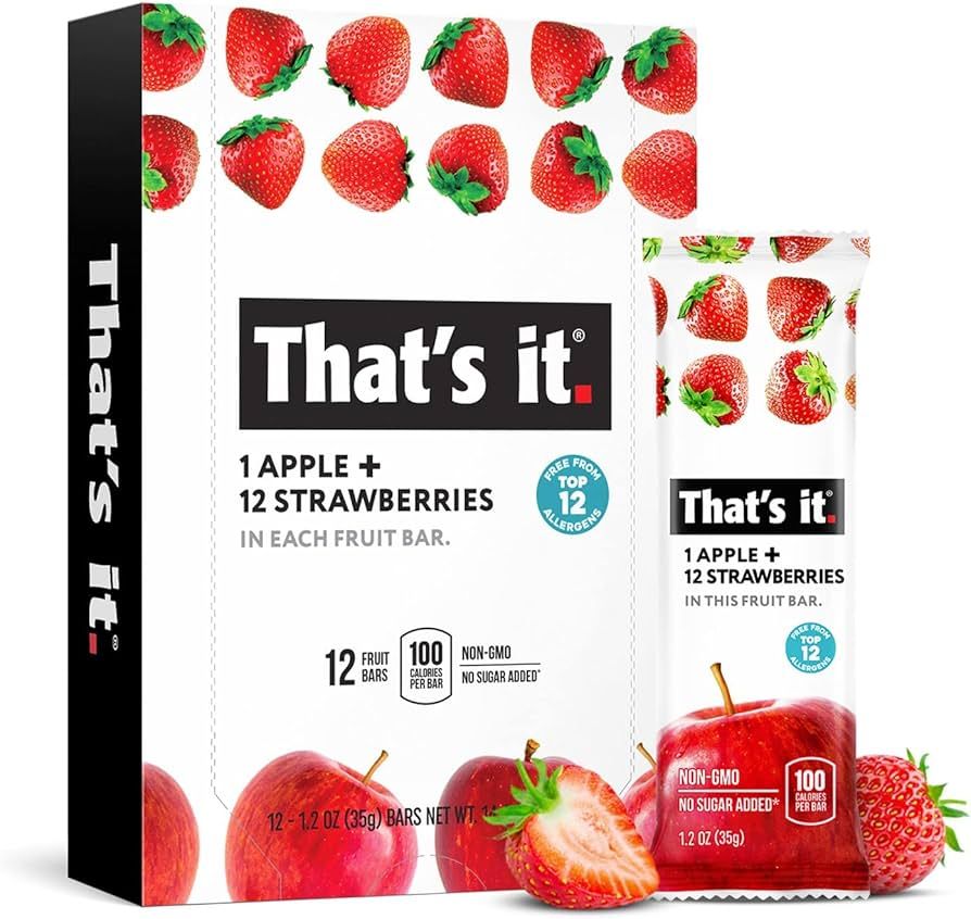 That's it. Apple + Strawberry 100% Natural Real Fruit Bar, Best High Fiber Vegan, Gluten Free Hea... | Amazon (US)