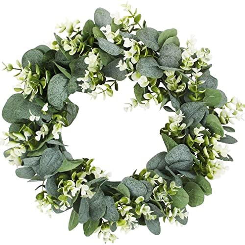 Eucalyptus Wreath Farmhouse Decor, Green Wreath Front Door Farmhouse Artificial Wreath Spring Summer | Amazon (US)