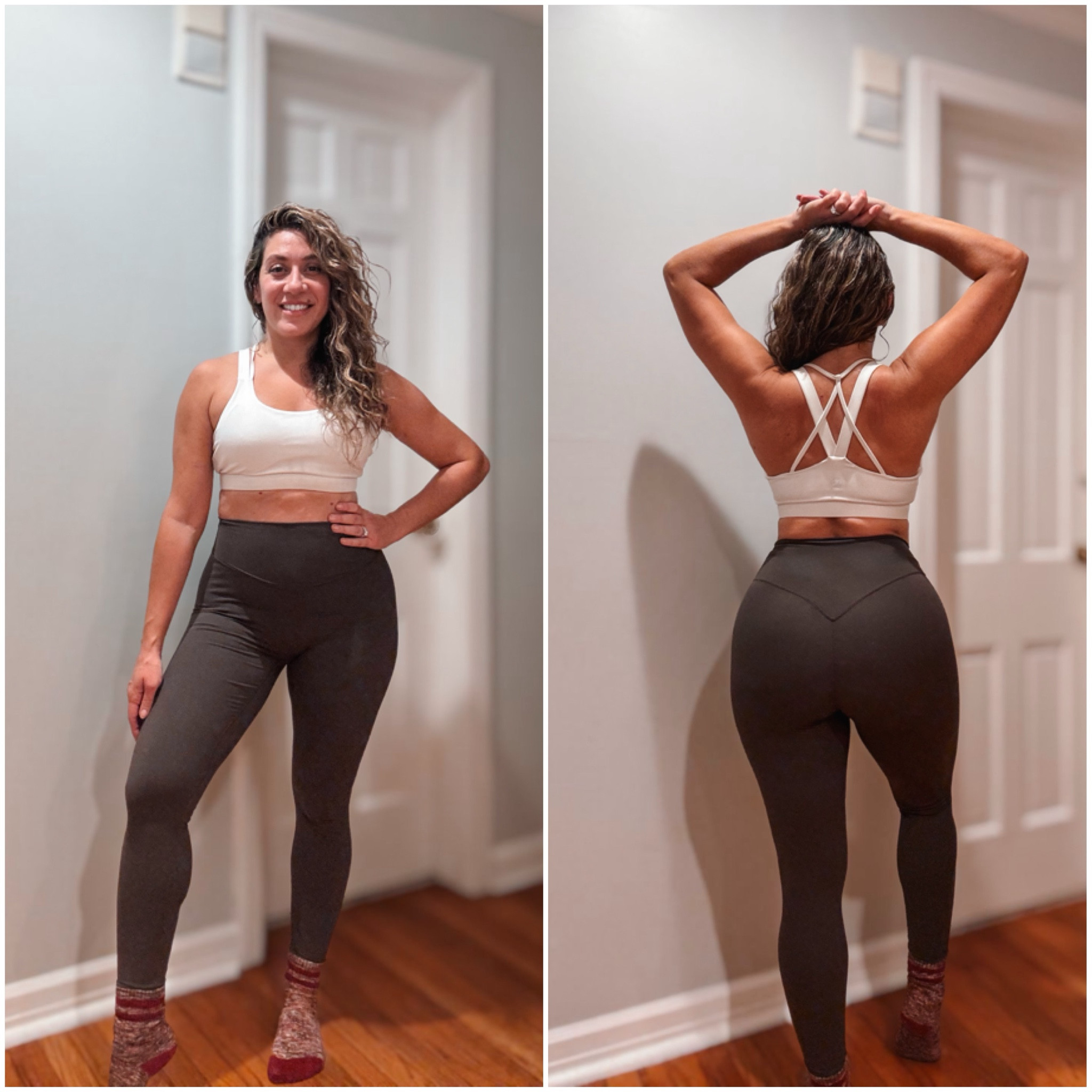 Fave workout and dance leggings 👯‍♀️✨
A friend asked me about these in dance class and I had to repost! Leggings are super comfy; light, and breathable, and the “high V” stitching  contours the booty.   
I love the detailed straps in this comfy, supportive sports bra that has removable cups. Wearing a small in the leggings and sports bra.  

#ltkdance #dancer #yoga #pilates 

#LTKActive #LTKFitness