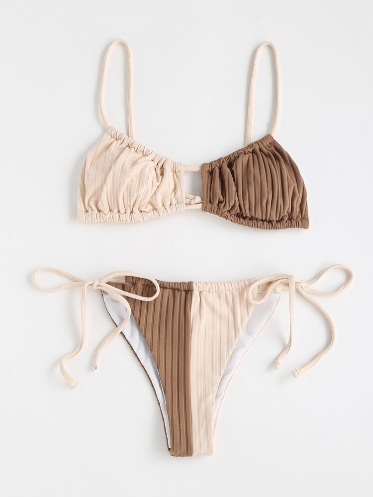 Colorblock Tie Side Bikini Swimsuit | SHEIN