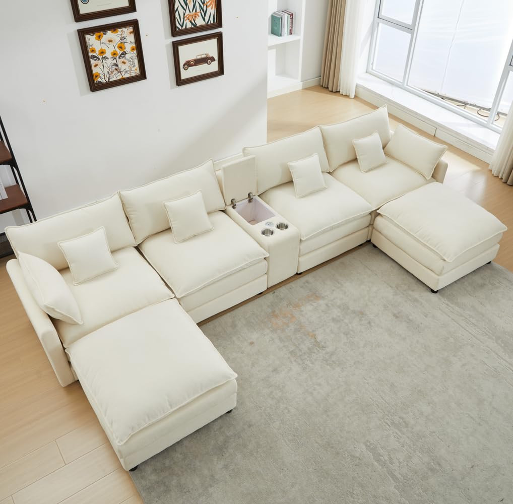 145" U Shaped Cloud Couch Sectional for Living Room, Oversized Modern Modular Sofa with Movable O... | Amazon (US)